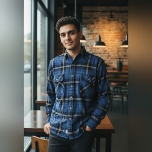 Field & Stream Blue Plaid Flannel Shirt Men’s Medium Classic Lumberjack Cozy